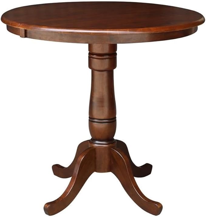 IC INTERNATIONAL CONCEPTS 36" Solid Wood Round Top Pedestal Table with 12" Leaf - 34.9" H - Espresso