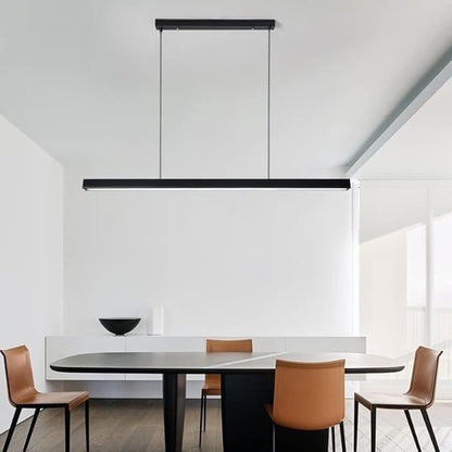 Minimalist Dimmable LED Chandelier for Dining Room, 3000k-6000k-One line Chandelier，Adjustable Height Nordic Linear Hanging Lamp for Kitchen and Cafe(Dimming,47 inches