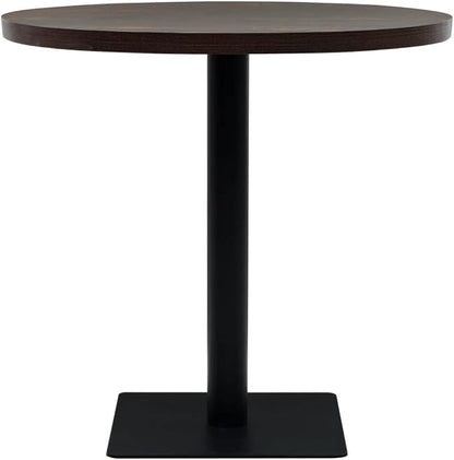Dark Ash MDF Steel Round Dining Table, 31.5 Inch Kitchen Surface, Simple Bistro Dinner Piece, Ideal for Dining Room, Bar Area, Kitchen & Casual Gatherings, Seats