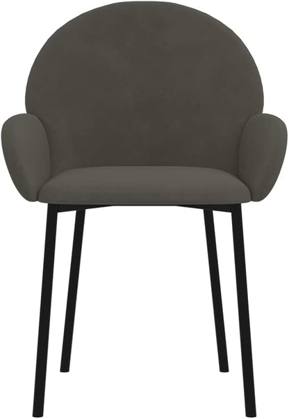 Set of 2 Dark Grey Modern Dining Chairs with Velvet Upholstery Ergonomic Design for Comfortable Seating in Dining Room Kitchen