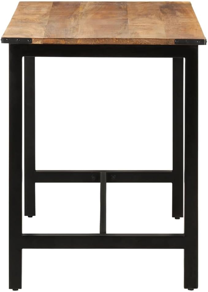Small Dining Table 43.3"x26.4" Solid Mango Wood Brown Rectangular Kitchen Island Table Industrial Style Seats 4 Easy Assembly for Living Dining Studio