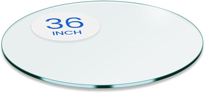 Dulles Glass 36 inch Round Glass Table Top - Tempered - 3/8" Thick Glass Surface, Safe Flat Polished, Multipurpose for Dining Table, Patio, Coffee and End Table