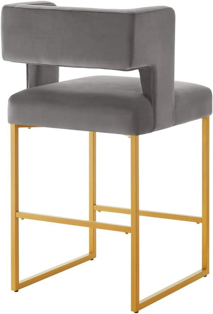 Counter Height Bar Stools with Square Open Backrest and Built-in Footrest, 26 Inch Seat Height for Kitchen Islands and Home Bars