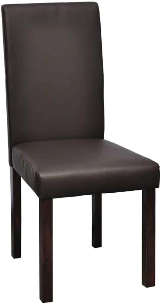 Set of 4 Brown Wood Frame Faux Leather Upholstered Modern Farmhouse Dining Chairs for Kitchen Dining Room Vanity Accent Use