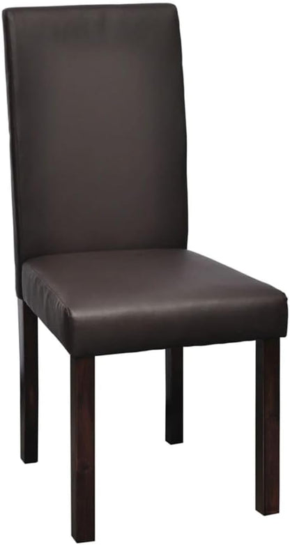 Modern Faux Leather Dining Chairs Set of 4 Brown Wooden Frame Kitchen Chairs with Padded Seat Backrest Comfortable Farmhouse Style for Dining Room Kitchen Comedor