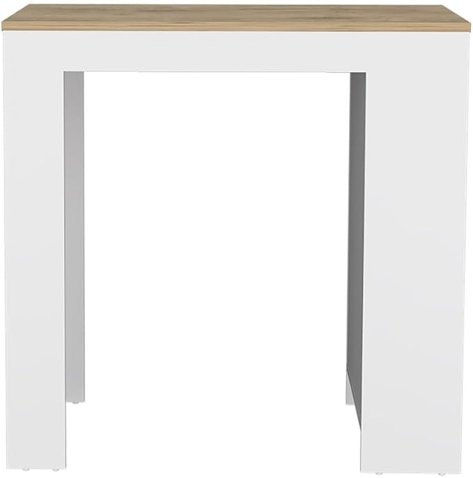 Modern Dining Table Kitchen Island Counter Height Table Top with 3-Side Shelf, Sturdy Stable Console for Living Room Decor Luxury Easy Clean Surface,White