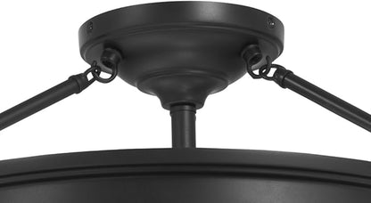 Minka Lavery 4177-66A Harbour Point Semi-Flush, 3-Light, 300 Total Watts, 19-in H x 9.63-in W, Coal Black