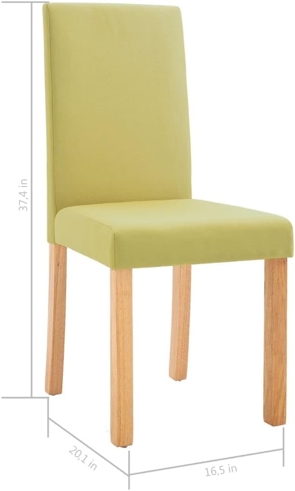 Modern Farmhouse Dining Chairs Set of 2 Green Fabric Upholstered Seats with Solid Rubber Wood Frame for Kitchen Dining Room Comfortable Accent Furniture