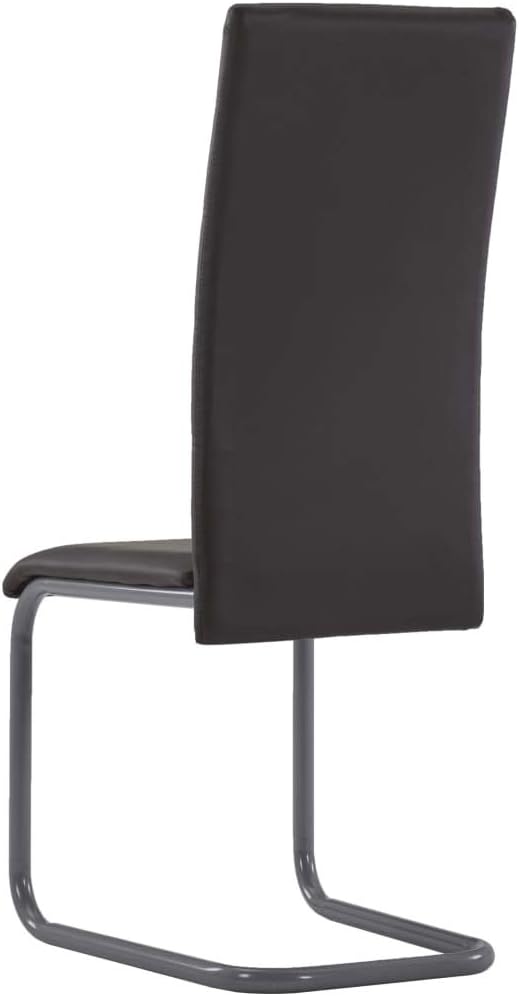 Modern Faux Leather Dining Chairs Set of 2 Brown Steel Frame Cantilever Kitchen Chairs with High Back Comfort for Dining Room Office Furniture
