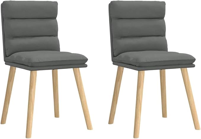 Dark Gray Fabric Dining Chairs Set of 2 Modern Farmhouse Kitchen Chairs with Thick Foam Cushion Solid Rubber Wood Furniture for Dining Room Living Room
