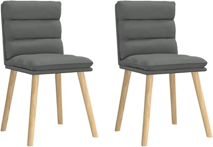 Modern Farmhouse Dining Chairs Set of 2 Dark Gray Fabric Upholstered Accent Chairs with Solid Rubber Wood Frame for Dining Room Kitchen Living Room Furniture