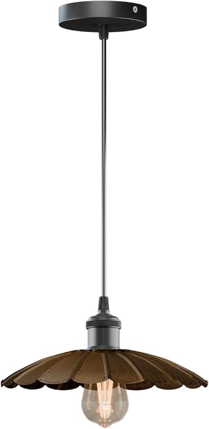 Industrial Vintage Pendant Light Adjustable Hanging Fixture Retro E26 Lamp Holder for Indoor Lighting Metal Shade Ceiling Lamp for Bedroom, Kitchen, Bar, Cafe