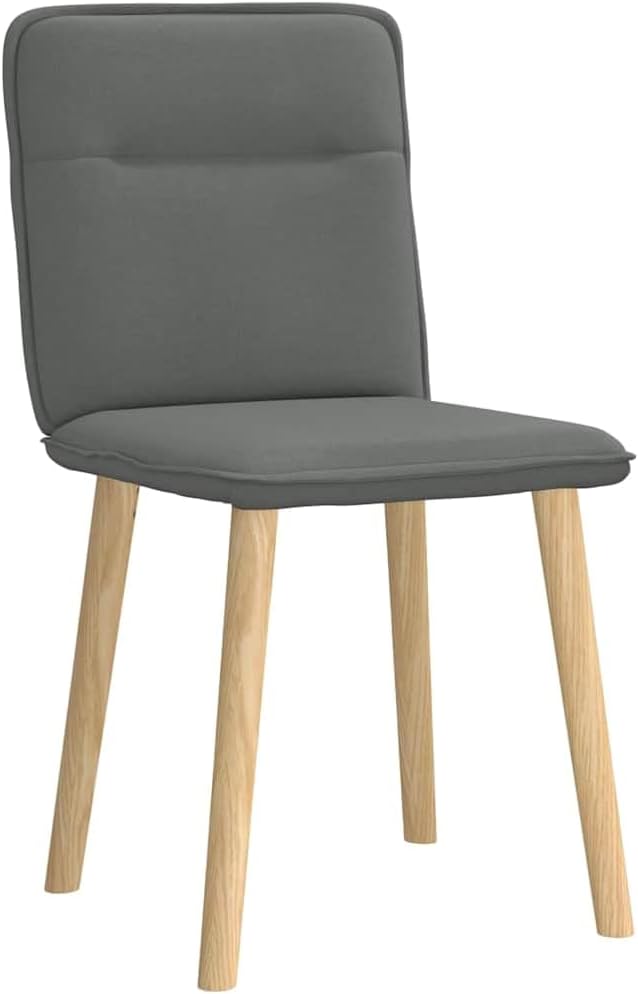 Modern Dining Chairs Set of 2 Dark Grey Upholstered Fabric Polyester with Tufted Cushion and Tapered Legs for Dining Room Kitchen Living Room