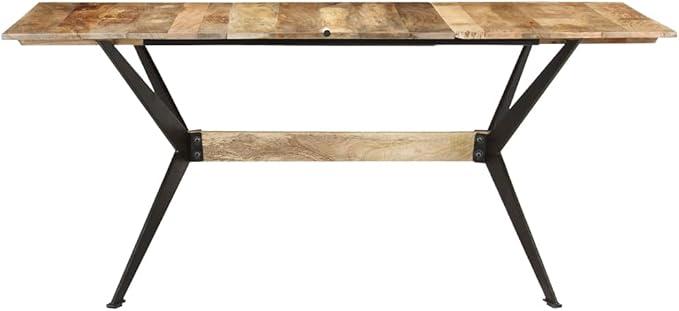 Industrial Dining Table Brown 70.9x35.4x29.9 inches Solid Mango Wood Top with Powder-Coated Steel Frame for Kitchen Dining Room Gatherings up to 6