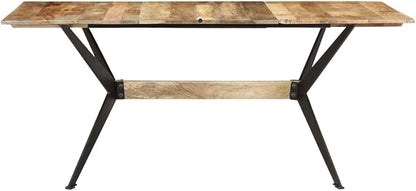 Dining Table 70.9 x 35.4 in Solid Mango Wood Rectangular Industrial Kitchen or Dining Room Table for 6 for Modern Home Gatherings
