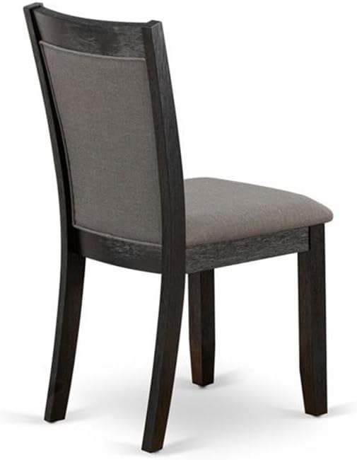 East West Furniture MZC6T50 Monza Parson Dining Room Chairs - Dark Gotham Grey Linen Fabric Padded Chairs, Set of 2, Wirebrushed Black