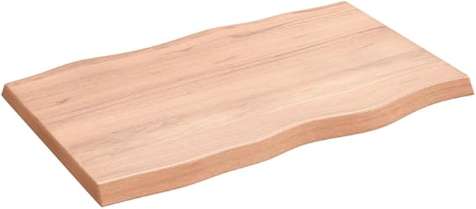 Solid Oak Table Top 31.5 x 19.7 x 0.8-1.6 in Live Edge Wood Countertop Rustic Butcher Block Style for Dining Room Kitchen Office Desk