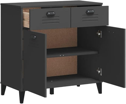 Industrial Sideboard Cabinet 31.5 x 31.5 x 31.5 in Matte Anthracite Engineered Wood Buffet with 2 Drawers for Living Room, Dining Area & Kitchen