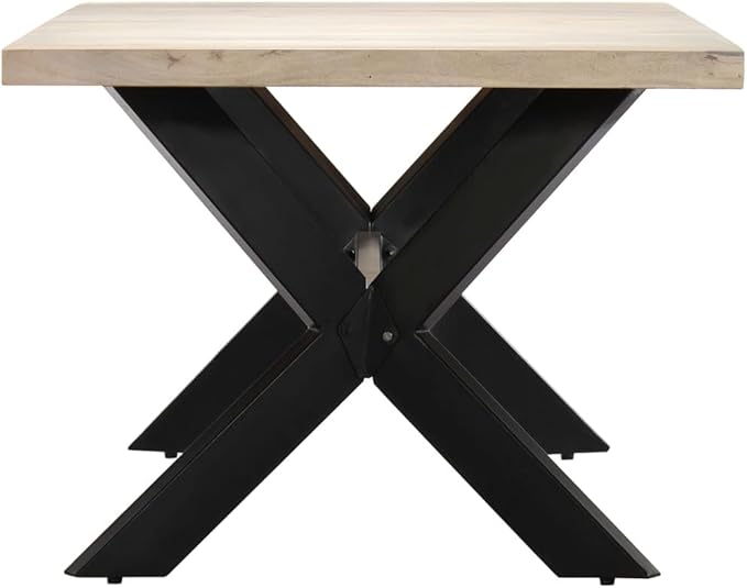 Solid Mango Wood Dining Table Rectangular Shape 27.6 x 55.1 x 29.5 Inches Bleached Finish for Modern Dining Room and Kitchen Use