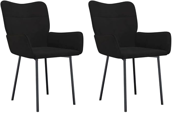 Dining Chairs 2 Pcs Black Velvet Modern Farmhouse Kitchen Chairs with Metal Frame, Ergonomic Backrest for Living Room, Dining Room, Bedroom Furniture