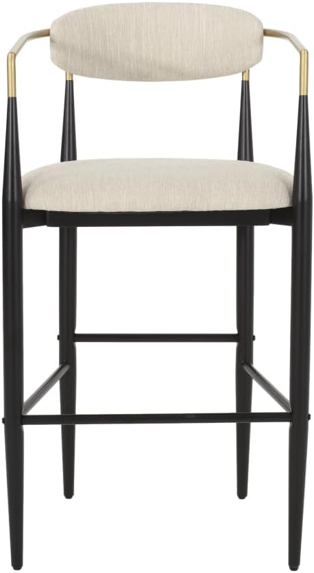 Padded Bar Stool Set with Backrest (2-Piece) — 29.75-inch seat Height fits Kitchen Islands 40.5 inches and Above, Supports up to 260 lbs. (Beige,Fabric)