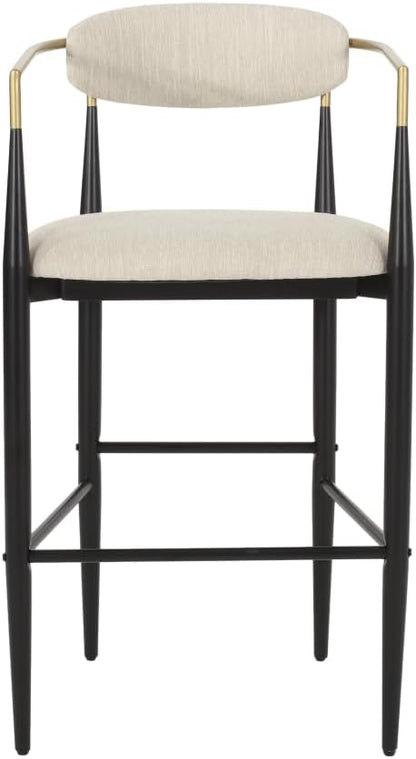 Padded Bar Stool Set with Backrest (2-Piece) — 29.75-inch seat Height fits Kitchen Islands 40.5 inches and Above, Supports up to 260 lbs. (Beige,Fabric)