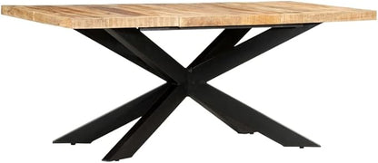 Solid Mango Wood Dining Table Industrial Design 70.9"x35.4"x29.9" Kitchen & Dining Room Furniture Rustic Wooden Table with Steel Frame