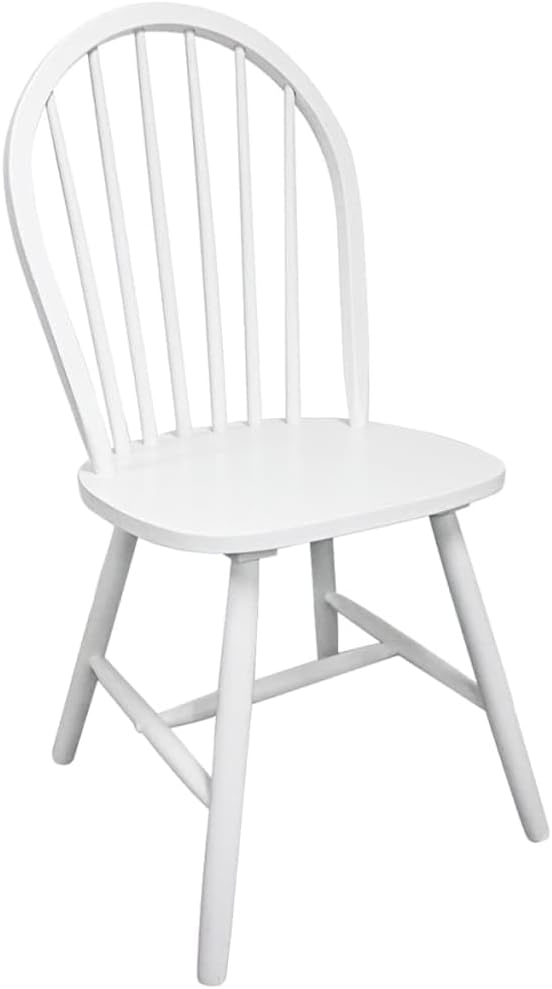 4-Piece White Rubber Wood Dining Chairs Set with Rounded Backrests, Farmhouse Kitchen Chairs for Dining Room and Home Decor