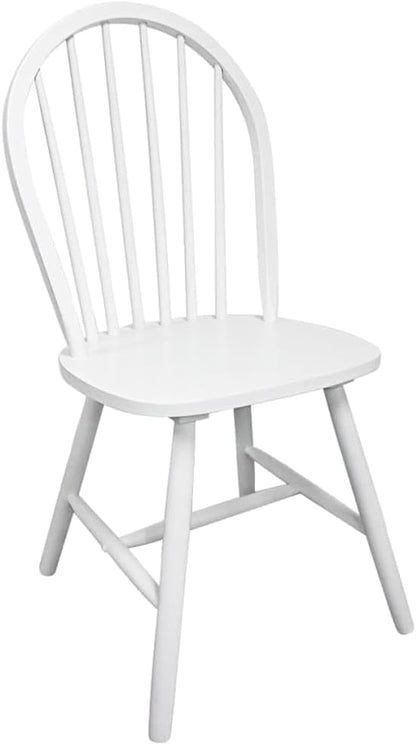 4-Piece White Rubber Wood Dining Chairs Set with Rounded Backrests, Farmhouse Kitchen Chairs for Dining Room and Home Decor