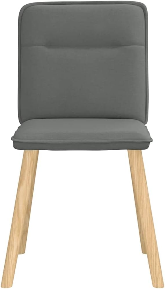Dining Chair Set of 4 Dark Gray Fabric Chairs with Rubber Wood Legs for Kitchen Dining Room and Living Room