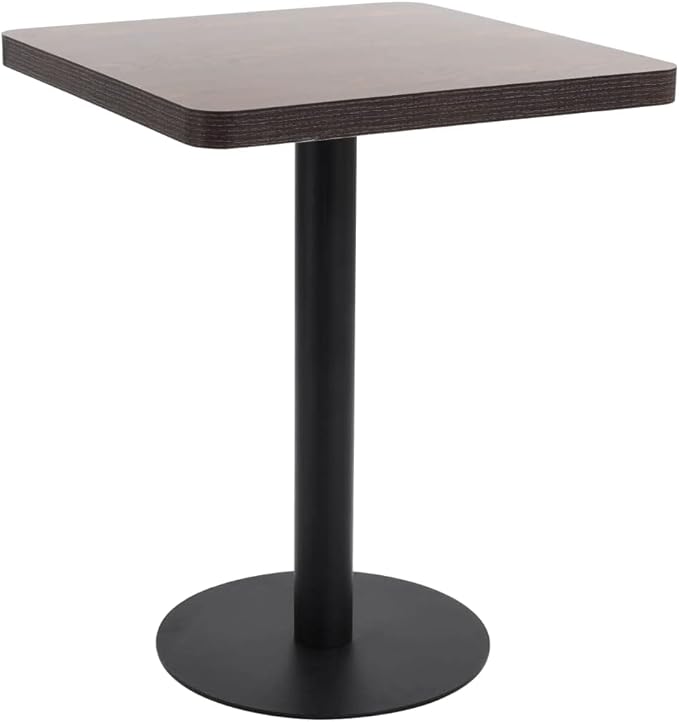 Small Dining Table Dark Brown Square 23.6 x 23.6 in Matte MDF Top with Steel Legs Space-Saving Modern Bistro Style for Apartment Dining Room or Kitchen