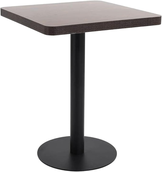Small Dining Table Dark Brown Square 23.6 x 23.6 in Matte MDF Top with Steel Legs Space-Saving Modern Bistro Style for Apartment Dining Room or Kitchen