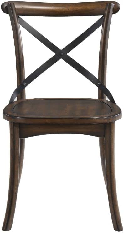 JUSTONE Set of 4 Cross Back Chair, Dining Chair Furniture 2-Pack, Sturdy X-Back Chair Wooden Chairs for Kitchen, Dining Room- Dark Oak & Black