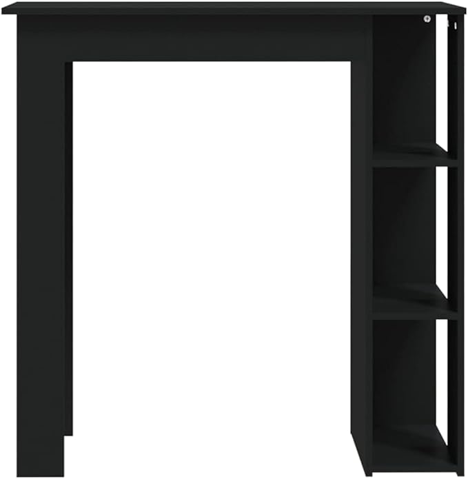 Modern Bar Table with Storage Shelves, 40.7 Inch Height, Matte Black Rectangular Design for Dining Kitchen Living Room