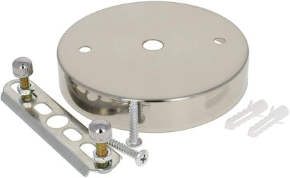 1Pcs Chandelier Canopy Kit, Bettomshin 10x2cm/3.94x0.79"(DxH) Iron Retro Ceiling Lighting Modern Canopy Kit Light Fixture Cover Plate with Hardware for Pendant Lighting Fixtures (Sand Nickel Tone)
