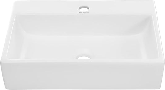 Claire 20 Rectangle Ceramic Vessel Sink, Matte White