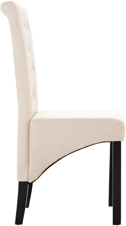 Dining Chairs Set of 2 Cream Fabric Upholstered Modern Farmhouse Rubber Wood Seat 22.4" W x 37.4" H for Kitchen Dining Room or Small Accent Living Space