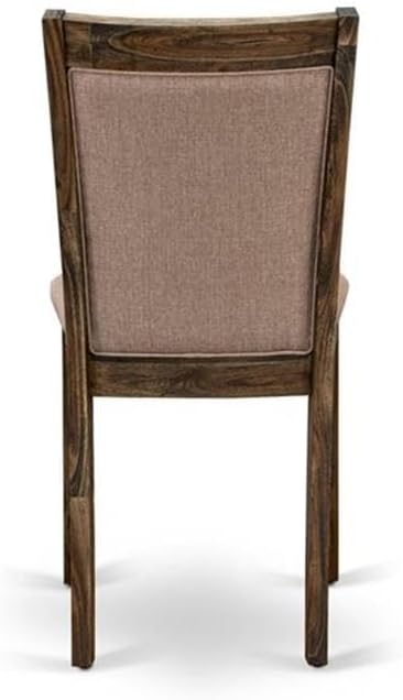 East West Furniture MZC7T16 Monza Parson Dining Chairs - Dark Khaki Linen Fabric Padded Chairs, Set of 2, Distressed Jacobean