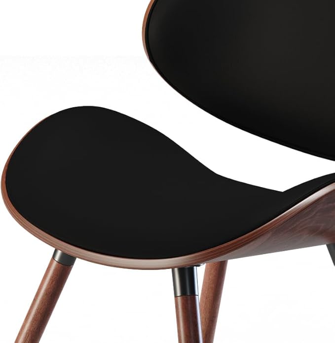 SIMPLIHOME Marana Dining Chairs - Upholstered Bentwood Back and Vegan Leather Kitchen Chair in Black, Mid-Century Modern Dining Room or Kitchen Seating with Contoured Seat and Beech Wood Base