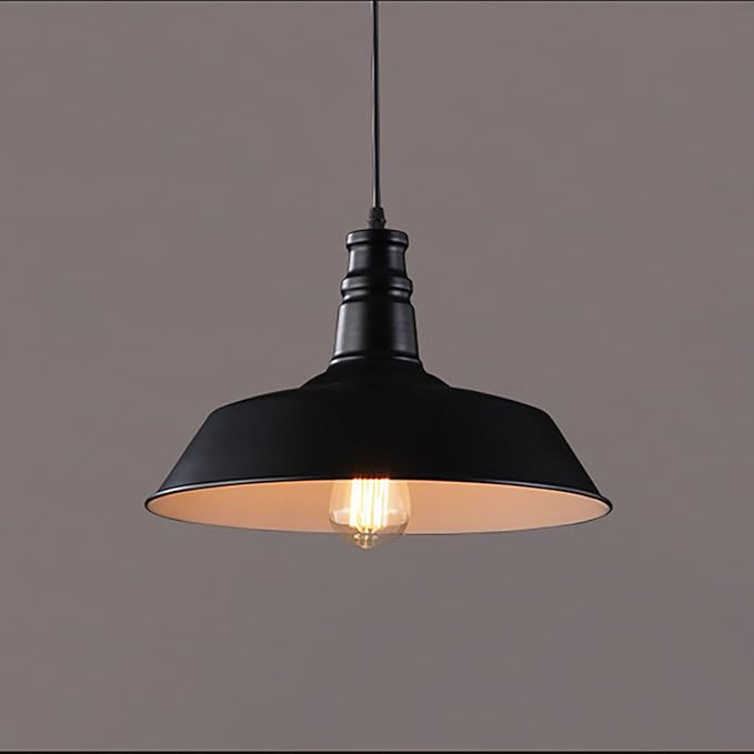 4 Pack Farmhouse Pendant Light Vintage Black, Kitchen Island Pendant Lighting 14 inch lampshade, Loft Metal Industrial Pendant Light, Adjustable Hanging E26 Light Fixtures, Bulbs Not Included