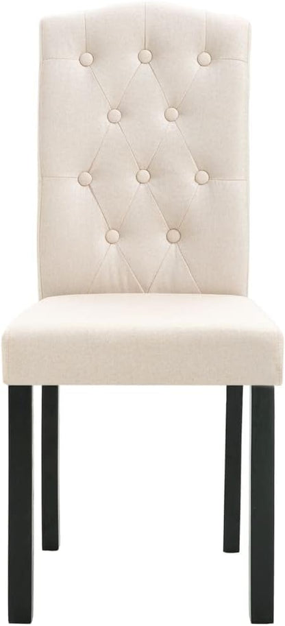 Set of 4 Cream Dining Chairs, 18.1" Leg Rubberwood & Soft Fabric, Compact 15.7" Seat, Modern Farmhouse Side Chairs for Dining Room Kitchen Living Room