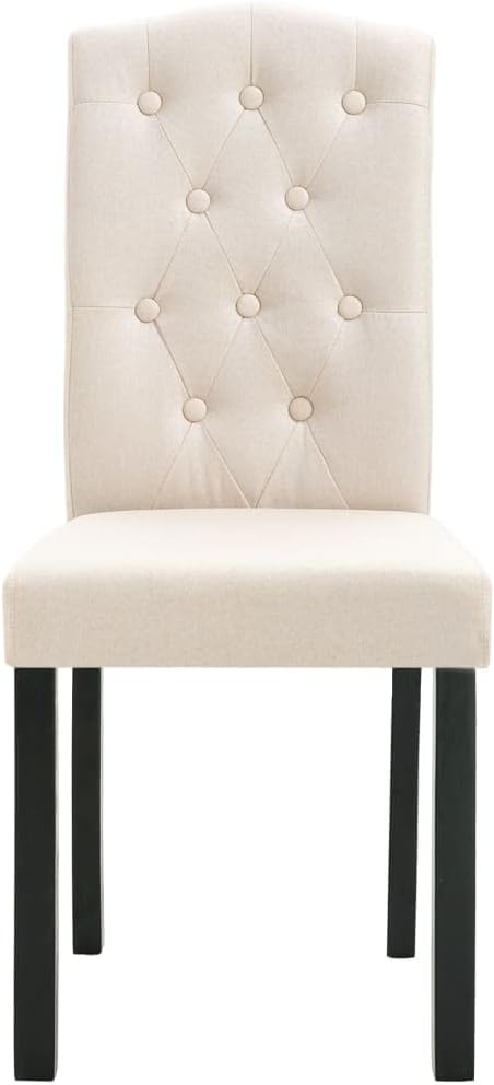 4-Piece Cream Fabric Dining Chairs Set with Rubber Wood Frame, Soft Upholstered Seats and Sturdy Farmhouse Design for Kitchen Dining Room