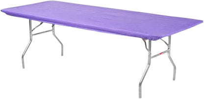 Kwik-Covers 10 Pack of Rectangular Plastic Table Covers - 6' Foot or 8' Foot Options - Indoor or Outdoor Fitted Table Covers (Table NOT Included) (Purple, 30" x 72" (6' ft))