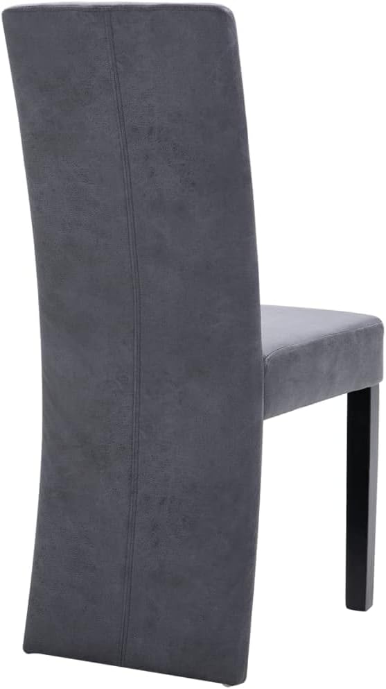 Modern Dining Chairs Set of 4 Gray Faux Suede Upholstery with Wooden Legs High Back Ergonomic Kitchen Furniture for Dining Room Living Room