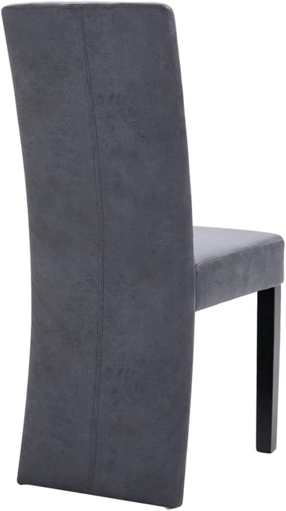 Modern Dining Chairs Set of 4 Gray Faux Suede Upholstery with Wooden Legs High Back Ergonomic Kitchen Furniture for Dining Room Living Room