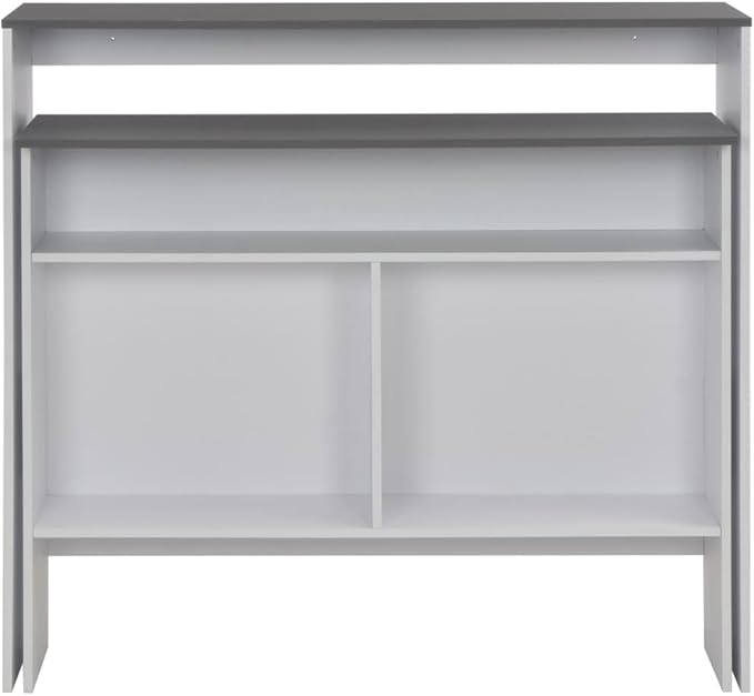 Modern Height-Adjustable Bar Table with White Base and Grey Top for Kitchen Dining Areas