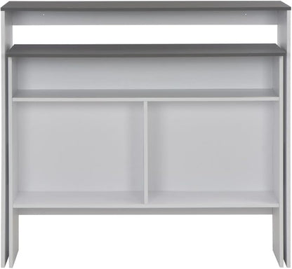 Modern Height-Adjustable Bar Table with White Base and Grey Top for Kitchen Dining Areas