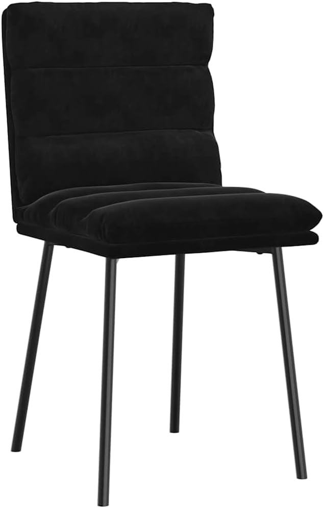 Modern Farmhouse Style Dining Chairs Set of 2 Black Velvet Upholstered Kitchen Chairs with Metal Frame and Thick Foam Padding for Dining Room Living Room Bedroom