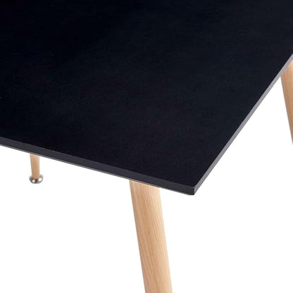 Black & Oak Small Square Dining Table 31.7x31.7x28.7 in, Modern Matte MDF Counter Height Kitchen Table Seats 4, Space-Saving Indoor Furniture for Apartment Dining Room or Breakroom