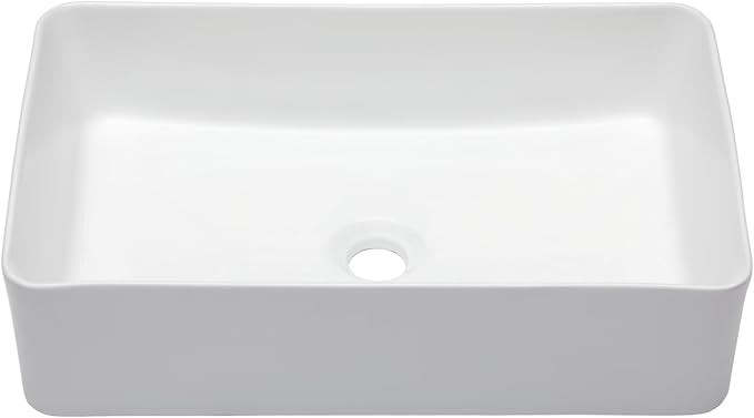 Mocoloo Bathroom Vessel Sink Rectangular 21"X14" Modern Rectangle Countertop Vessel Sink White Porcelain Ceramic Lavatory Vanity Sink Above Counter Basin